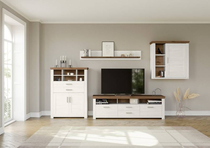 set one by Musterring Wohnwand York, (Set, 4-St), Kombination 01, in 3 Farbvarianten, Gesamtbreite 374 cm von set one by Musterring