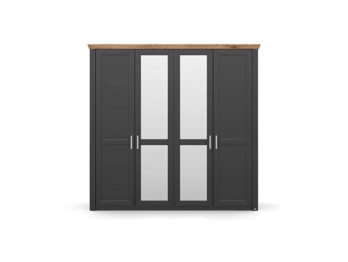 set one by Musterring York-Schlafen Drehtürenschrank 4-trg. mit 2 Spiegeltüren - Dekor Grau Anthrazit , Komfort Modell von set-one-by-Musterring