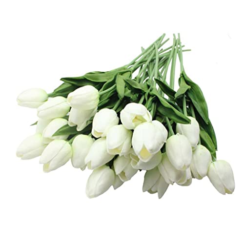 sevennine Künstliche Tulpe Künstliche Blumensimulation Tulpe Bouquet DIY Dekoration für Hochzeits weiße 10pcs, künstliche weiße Tulpen von sevennine