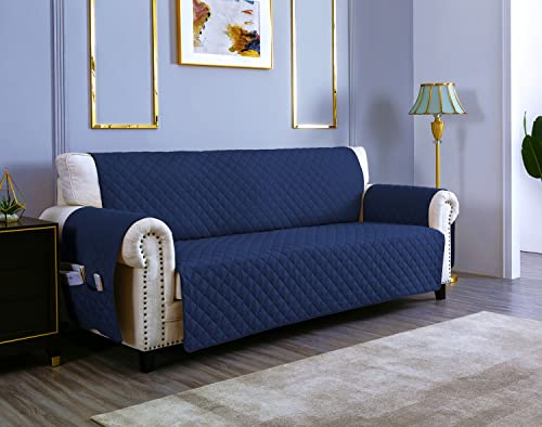 sevi's Sofabezug 3 Sitzer 170cm, Sesselschoner Wasserdicht Reversibel mit Auflage, Geeignet für alle Sofas - Blau von sevi's