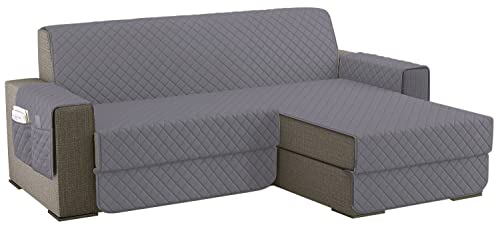 sevi's Sofabezug L Form 200cm Wasserdicht, Sofa überzug Ecksofa Reversibel Kratzfest Fleckenresistent - Sofa Cover für Katzen und Hunden - Grau von sevi's