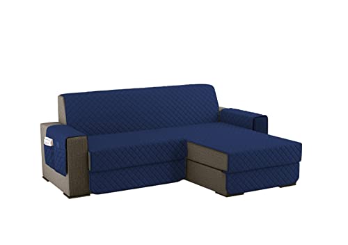 sevi's Sofabezug L Form 200cm, Sesselschoner Wasserdicht Reversibel mit Auflage, Geeignet für alle Sofas - Blau von sevi's