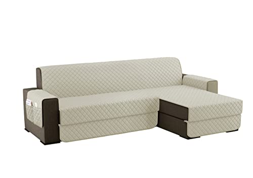 sevi's Sofabezug L Form 250cm, Sesselschoner Wasserdicht Reversibel mit Auflage, Geeignet für alle Sofas - Weiße Creme von sevi's
