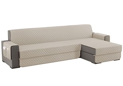 sevi's Sofabezug L Form 300cm, Sesselschoner Wasserdicht Reversibel mit Auflage, Geeignet für alle Sofas - Beige von sevi's