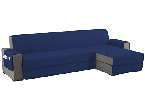 sevi's Sofabezug L Form 300cm, Sesselschoner Wasserdicht Reversibel mit Auflage, Geeignet für alle Sofas - Blau von sevi's