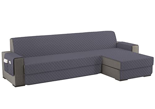 sevi's Sofabezug L Form 300cm, Sesselschoner Wasserdicht Reversibel mit Auflage, Geeignet für alle Sofas - Dunkelgrau von sevi's