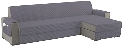 sevi's Sofabezug L Form 300cm, Sesselschoner Wasserdicht Reversibel mit Auflage, Geeignet für alle Sofas - Grau von sevi's