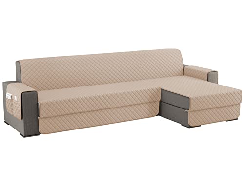 sevi's Sofabezug L Form 300cm Wasserdicht, Sofa überzug Ecksofa Reversibel Kratzfest Fleckenresistent - Sofa Cover für Katzen und Hunden - Khaki von sevi's