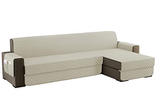 sevi's Sofabezug L Form 300cm, Sesselschoner Wasserdicht Reversibel mit Auflage, Geeignet für alle Sofas - Weiße Creme von sevi's