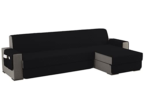 sevi's Sofabezug L Form 300cm Wasserdicht, Sofa überzug Ecksofa Reversibel Kratzfest Fleckenresistent - Sofa Cover für Katzen und Hunden - Schwarz von sevi's