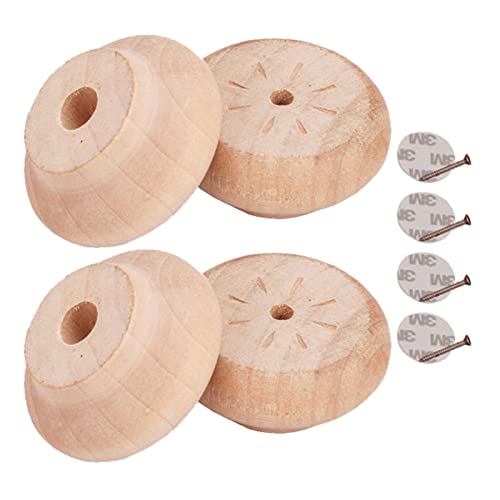 4 Stück Möbelfüße, Holz Ersatz Rund Tischbeine Möbelbeine Sockelfüß, Möbelerhöhung mit Schrauben, für Stühle Couch Sofa Schrank Fernsehtisch (2cm/0.79in,Log Color) von sgxxkj123
