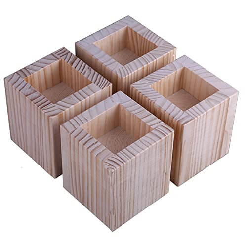 Erhöhung Für Möbel, Möbel Riser Möbelerhöher Tisch Riser, Betterhöhung Holz Lifter, Lift Möbel Beinheber Füße Hebt Aufbewahrung Bis zu 5 cm Lift (4 Stück)(Size:L x W = 3.5 x 3.5 cm) von sgxxkj123