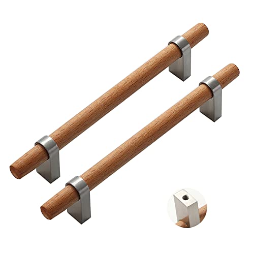 Meuble Bois Poignées 2 Pièces Bouton de Porte Poignée Armoire Arc en Forme de Poignée Boutons De Coiffeuse En Bois Poignées De Tiroir D'armoire poignee porte cuisine (distance hole 128mm,brushed) von sgxxkj123