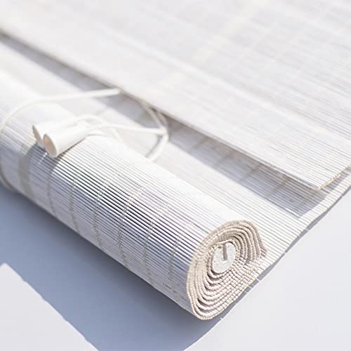 sgxxkj123 Weiße Bambusrollos Blickdicht,Fenster-Rollo Bambus,Innen Sonnenschutz und Sichtschutz Rollo Seitenzugrollo,for Indoor Und Outdoor,Teehaus,Mit Beschlag (70 * 110cm/28 * 43.3in) von sgxxkj123