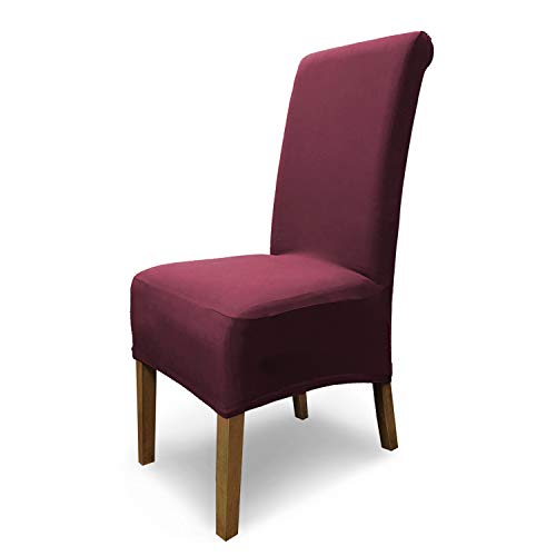 SCHEFFLER-Home 6X Stuhlhussen Stretch Emma/elastische Stuhlhussen Bordeaux 6er Set/Stuhlhussen Baumwolle als Stuhlabdeckung/Stuhlhussen Schwingstühle/Stuhl Hussen Stretch als Stuhlüberzug von sh SCHEFFLER-HOME LIVE HOMESTYLE