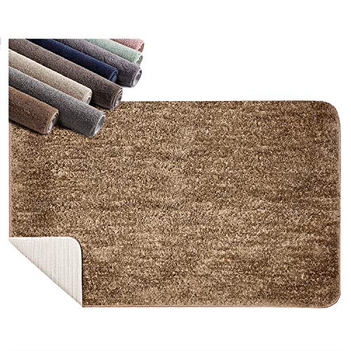 SCHEFFLER-Home Badezimmerteppich Beige-Braun 50x80 cm/Badvorleger rutschfest waschbar/hochwertige Badematte aus 100% Polyester/extrem saugfähiger, ultraweicher Badteppich von sh SCHEFFLER-HOME LIVE HOMESTYLE