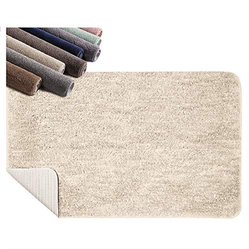 SCHEFFLER-Home Badezimmerteppich Creme 50x80 cm/Badvorleger rutschfest waschbar/hochwertige Badematte aus 100% Polyester/extrem saugfähiger, ultraweicher Badteppich von sh SCHEFFLER-HOME LIVE HOMESTYLE