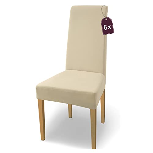 SCHEFFLER-Home Natalie Stretch Stuhlhussen Baumwolle/Stuhlhussen Creme-Natur/Stuhlüberzug 6er Set/Stuhlabdeckung/Stuhlhussen Schwingstühle waschbar/eleganter Spann-Stuhlüberzug Hochlehner SCHEFFLER-Home Natalie Stretch Stuhlhussen Baumwolle/Stuhlhussen Creme-Natur/Stuhlüberzug 6er Set/Stuhlabdeckung/Stuhlhussen Schwingstühle waschbar/eleganter Spann-Stuhlüberzug Hochlehner von sh SCHEFFLER-HOME LIVE HOMESTYLE