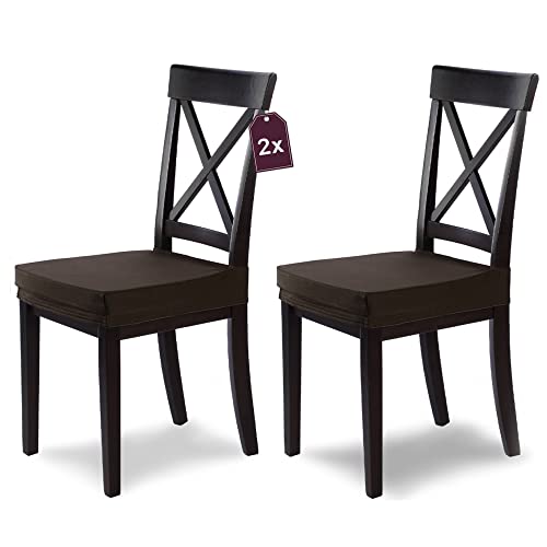 SCHEFFLER-Home Stuhlbezug Marie Braun / 2er Set elastische Stuhlbezüge mit Fleckschutz/wasserabweisender Sitzbezug Esszimmerstuhl/Elegante Sitzbezüge für Stühle/Stuhlhussen Braun von sh SCHEFFLER-HOME LIVE HOMESTYLE