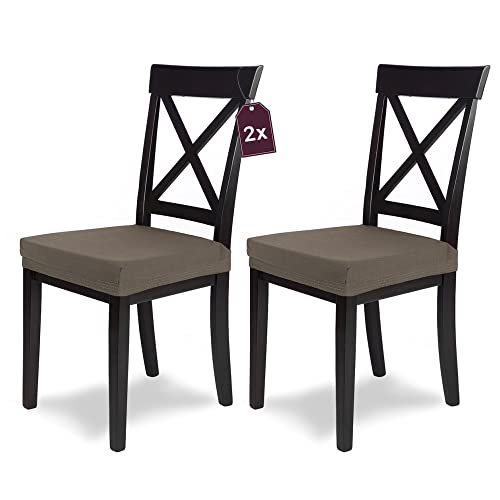 SCHEFFLER-Home Stuhlbezug Mia Taupe / 2er Set Chair Cover Stuhl Überzug als Stuhlschoner/Stuhlhussen als Sitzbezug Stuhl/Elegante Sitzbezüge für Stühle/geeignet als Bürostuhl Bezug von sh SCHEFFLER-HOME LIVE HOMESTYLE