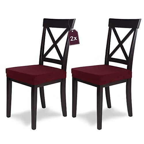 SCHEFFLER-Home Stuhlbezug Mia Bordeaux / 2er Set Chair Cover Stuhl Überzug als Stuhlschoner/Stuhlhussen rot als Sitzbezug Stuhl/Elegante Sitzbezüge für Stühle/geeignet als Bürostuhl Bezug von sh SCHEFFLER-HOME LIVE HOMESTYLE