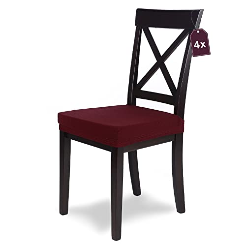 SCHEFFLER-Home Stuhlbezug Mia Bordeaux/Stuhlbezug 4er Set Chair Cover Stuhl Überzug als Stuhlschoner/Stuhlhussen rot als Sitzbezug Stuhl/Elegante Sitzbezüge für Stühle oder Bürostuhl Bezug von sh SCHEFFLER-HOME LIVE HOMESTYLE