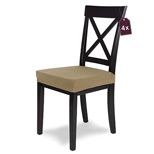 SCHEFFLER-Home Stuhlbezug Mia Beige/Stuhlbezug 6er Set Chair Cover Stuhl Überzug als Stuhlschoner/Stuhlhussen Beige als Sitzbezug Stuhl/Elegante Sitzbezüge für Stühle oder als Bürostuhl Bezug von sh SCHEFFLER-HOME LIVE HOMESTYLE