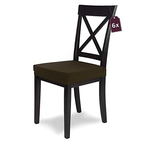 SCHEFFLER-Home Stuhlbezug Mia Braun/Stuhlüberzug 6er Set Chair Cover als Stuhlschoner/Stuhlhussen Braun als Sitzbezug Stuhl/Stuhlüberzug 6er Set Elegante Sitzbezüge von sh SCHEFFLER-HOME LIVE HOMESTYLE