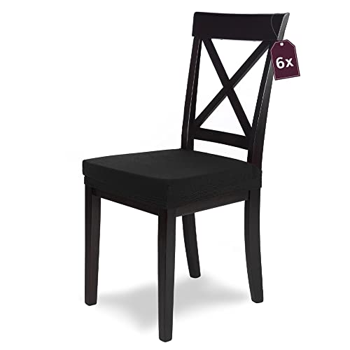 SCHEFFLER-Home Stuhlbezug Mia Schwarz/Stuhlüberzug 6er Set Chair Cover als Stuhlschoner/Stuhlhussen Schwarz als Sitzbezug Stuhl/Stuhlüberzug 6er Set Elegante Sitzbezüge von sh SCHEFFLER-HOME LIVE HOMESTYLE