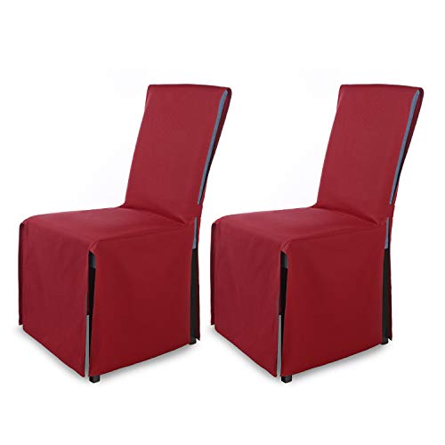 SCHEFFLER-Home Stuhlhusse Mila 2er Set/Festlicher Stuhlbezug mit Schleife für Weihnachten, Hochzeit, Geburtstag/Elegante Bankett-Husse für jeden Anlass und Stuhl/Für Esszimmer, Wohnzimmer/Bordeaux von sh SCHEFFLER-HOME LIVE HOMESTYLE