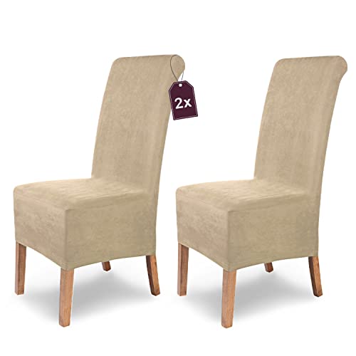 SCHEFFLER-Home Stuhlhussen 2er Set Leon Beige-Stein/elastische Wildleder Hussen für Stühle/Robustes Freischwinger Hussen Set/Stuhlhussen Stretch & Lederoptik/Stuhl Hussen waschbar SCHEFFLER-Home Stuhlhussen 2er Set Leon Beige-Stein/elastische Wildleder Hussen für Stühle/Robustes Freischwinger Hussen Set/Stuhlhussen Stretch & Lederoptik/Stuhl Hussen waschbar von sh SCHEFFLER-HOME LIVE HOMESTYLE