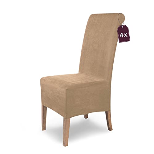 SCHEFFLER-Home Stuhlhussen 4er Set Leon Beige/elastische Wildleder Hussen für Stühle/Robustes Freischwinger Hussen Set/Stuhlhussen Stretch & Lederoptik/Stuhl Hussen waschbar SCHEFFLER-Home Stuhlhussen 4er Set Leon Beige/elastische Wildleder Hussen für Stühle/Robustes Freischwinger Hussen Set/Stuhlhussen Stretch & Lederoptik/Stuhl Hussen waschbar von sh SCHEFFLER-HOME LIVE HOMESTYLE