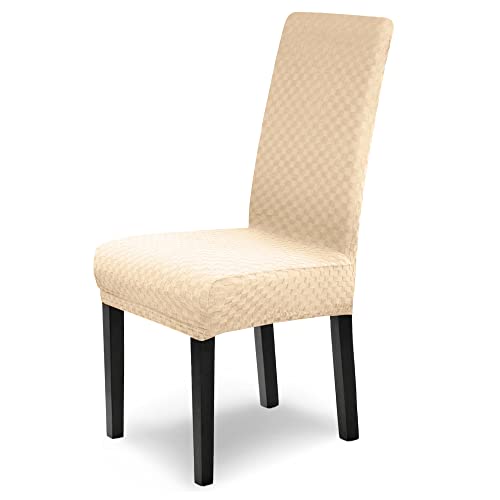 Scheffler Home Stuhlhussen Emil Creme 2er Set Elastische Stuhlbezüge mit edlem Schachbrett-Design in 3D-Struktur – Waschbare Stuhlabdeckungen für Schwingstühle & Esszimmerstühle – Öko-Tex zertifiziert von sh SCHEFFLER-HOME LIVE HOMESTYLE