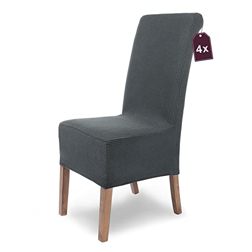 SCHEFFLER-Home Stuhlhussen Stretch Sofia/Stretch Stuhlhussen Grau Lang 4er Set/elastische Stuhlabdeckungen/Stuhlhussen Schwingstühle/Flanell Spann-Stuhlhussen Hochlehner mit Gummiband SCHEFFLER-Home Stuhlhussen Stretch Sofia/Stretch Stuhlhussen Grau Lang 4er Set/elastische Stuhlabdeckungen/Stuhlhussen Schwingstühle/Flanell Spann-Stuhlhussen Hochlehner mit Gummiband von sh SCHEFFLER-HOME LIVE HOMESTYLE