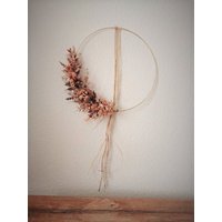 Trockenblumenkranz Altrosa Boho Kranz Ring Türkranz Wandkranz von shCreating