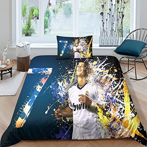 Fußball Bilder Cristiano Ronaldo Bettwäsche Sets 135x200cm,Schlafkomfort Bettbezug mit 1 Kissenbezug 80 x 80cm Mikrofaser,2-Teiliges Set Fußball Bilder Cristiano Ronaldo Bettwäsche Sets 135x200cm,Schlafkomfort Bettbezug mit 1 Kissenbezug 80 x 80cm Mikrofaser,2-Teiliges Set von Shaari