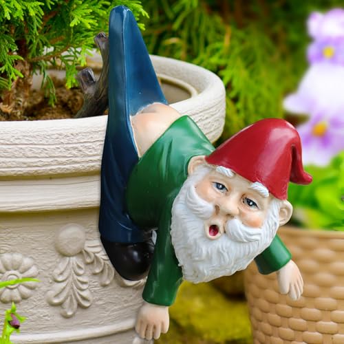 shallyong Lustig Gartenzwerge, Wichtel Gartendeko für Draußen, Hängend Zwerg Gartenfiguren, Wichtel Gartenfigur, Gartenzwerge Gartendeko Statuen, Zwerg Blumentopf Hänger Figur, Gartenwichte Hänger von shallyong