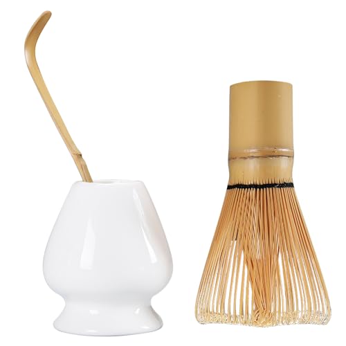 shallyong Matcha Set, Matcha Besen, Matcha Tee Set 3 Stück inklusive Besenmischer, Bambus Teelöffel, Set Mixergestell von shallyong