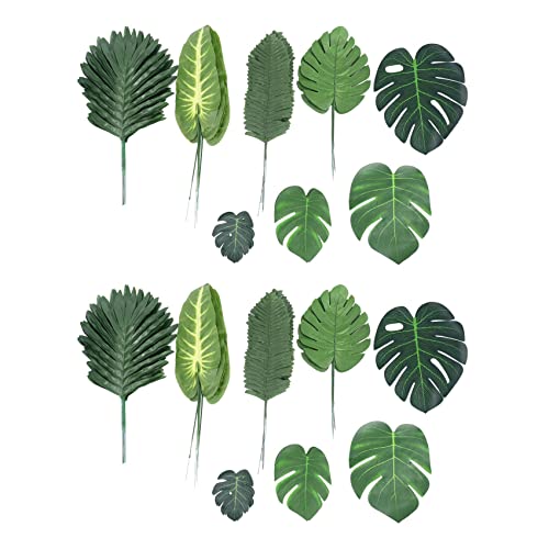 shanpu 136 Stück 8 Arten tropische Partydekorationen Monstera-Blätter, künstliche Palmenblätter mit künstlichem Stiel von shanpu