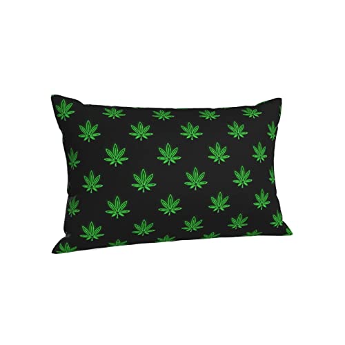 Kissen-Hülle Neon Cannabis-Blatt Leuchtende Symbole Schwarz Zierkissenhülle Quadrat Zierkissen Retro Throw Kissenbezüge 40X60cm Für Cafe, Sofa, Frühling von shanxiboxiaowangluokejiyouxiangongsi1