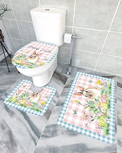 Toilettensitzbezug Combo Bauernhof-Ostern-Kaninchen-Bunte Eier Badematte Saugfähig U-Förmiger Wc-Bodenmatte rutschfeste Toilettenbezug Für Badezimmer, Neben Der Badewanne, Bad von shanxinanuozhengshangmaoyouxiangongsi