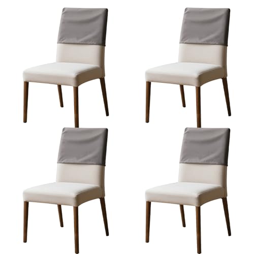 Esszimmerstuhl-Rückenlehnenschutzbezüge, elastisches Polyester, staubdicht, für Büro, Zuhause, Esszimmer, Küche, Hotel (28 x 48 cm, Grau), 4 Stück von shaojian