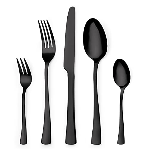 Sharecook 30 Stück Titanium schwarz Besteck, 30 Stück schwarz Besteck Set, schwarz Besteck Set, Service für 6(Titan Dunkelgrau Schwarz) von sharecook