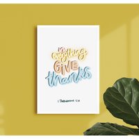 In Allem Gib Dank Druck, Bibelvers Wandkunst, Schriftdruck, 1. Thessalonicher 518, Christliche Wandkunst von sharmilajoy