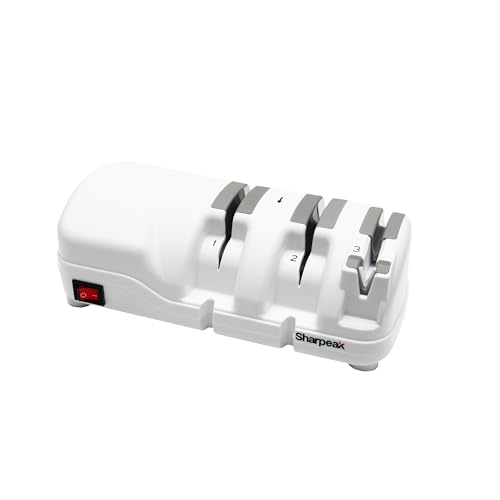 Sharpeak 198H-SPK Profi Messerschärfer Elektrisch mit 3 Stufen, Diamantscheiben, Überhitzungsschutz, Leisem Motor, Schnelles für Küchenmesser, Elektrischer Messerschärfen Profi, Diamant Messerschärfer von sharpeak