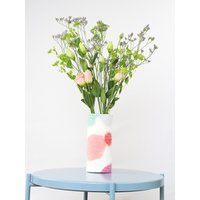 Große 100% Wolle Eingewickelte Glasvase in Rosa - Und Aquatönen, Moderne Abstrakte Vase, Gefilzte Upcycling-Glasdekorstück, Frühlingsvase von sheepcreekstudio