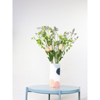 Große 100 % Wolle Eingewickelte Glasvase in Rosa - Und Blautönen, Moderne Abstrakte Vase, Gefilzte Upcycling-Glasdekorstück, Frühlingsvase von sheepcreekstudio