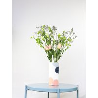 Hohe 100% Wolle Gewickelte Glasvase in Rosa - Und Blautönen, Moderne Abstrakte Vase, Gefilzte Up-Cycled Glasdekorstück, Frühlingsvase von sheepcreekstudio