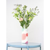 Hohe 100% Wolle Gewickelte Glasvase in Rosa - Und Aquatönen, Moderne Abstrakte Vase, Gefilzte Up-Cycled Glasdekorstück, Frühlingsvase von sheepcreekstudio