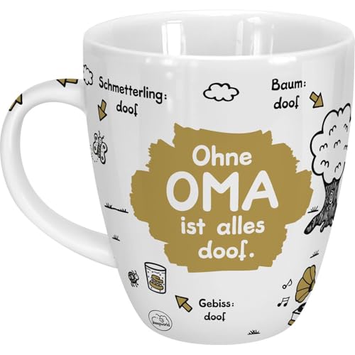 Sheepworld Tasse Ohne Oma ist alles doof | Porzellan, 45 cl | Tasse für Kaffee und Tee, Tasse mit Spruch, Geburtstag | 45135 von Sheepworld